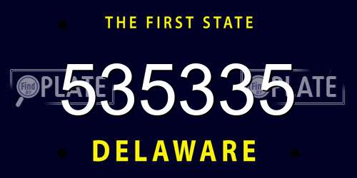 535335 Delaware License Plate