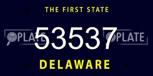 53537 Delaware License Plate