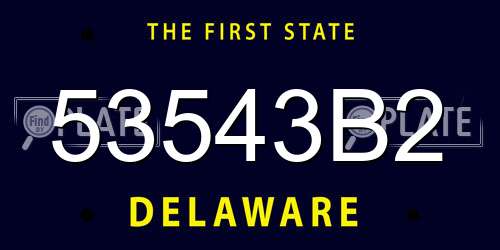 53543B2 Delaware License Plate