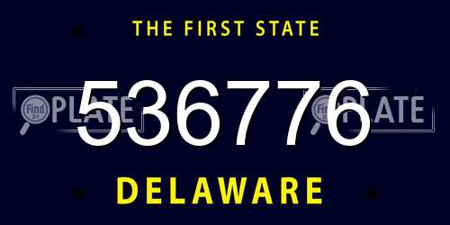 536776 Delaware License Plate