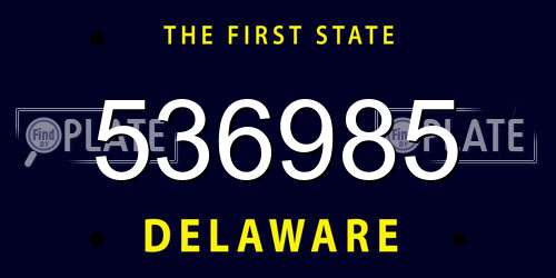 536985 Delaware License Plate