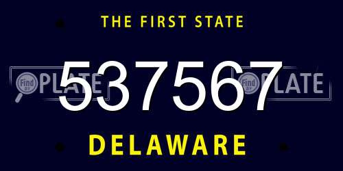 537567 Delaware License Plate