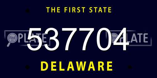 537704 Delaware License Plate