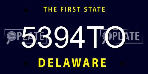 5394TO Delaware License Plate