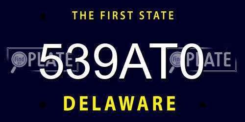 539AT0 Delaware License Plate