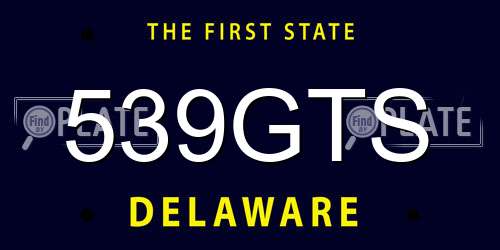 539GTS Delaware License Plate