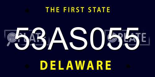 53AS055 Delaware License Plate