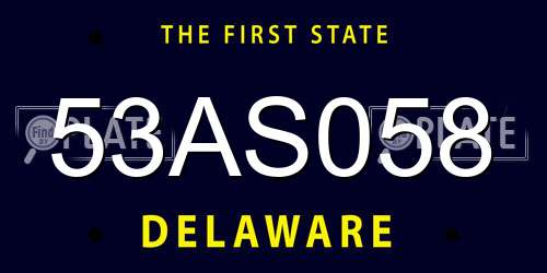 53AS058 Delaware License Plate