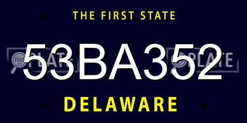 53BA352 Delaware License Plate