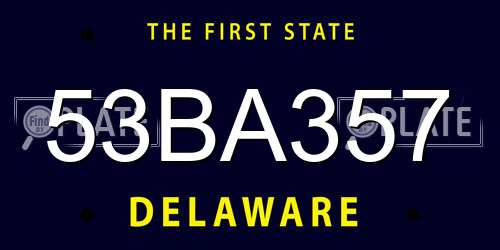 53BA357 Delaware License Plate