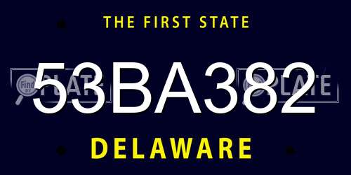 53BA382 Delaware License Plate
