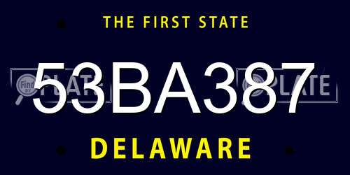 53BA387 Delaware License Plate