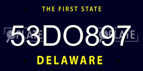 53DO897 Delaware License Plate