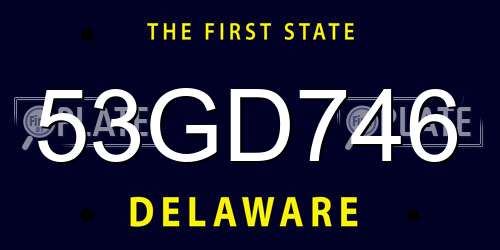 53GD746 Delaware License Plate