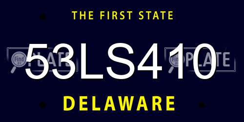 53LS410 Delaware License Plate