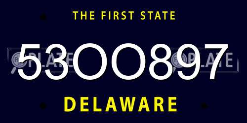 53OO897 Delaware License Plate