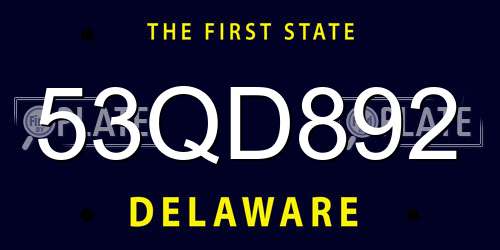53QD892 Delaware License Plate