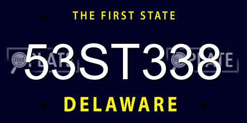 53ST338 Delaware License Plate