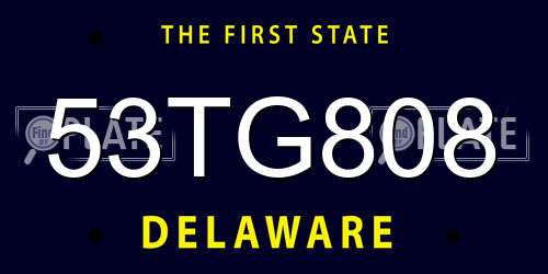 53TG808 Delaware License Plate