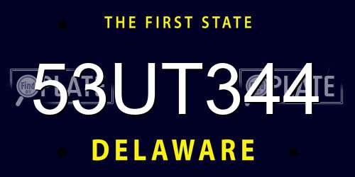 53UT344 Delaware License Plate