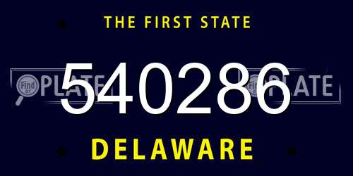 540286 Delaware License Plate