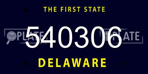 540306 Delaware License Plate