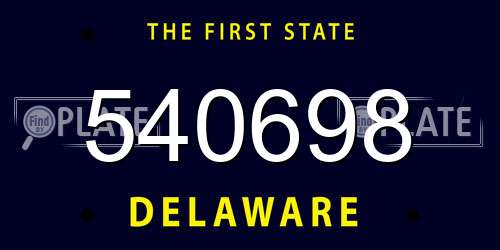 540698 Delaware License Plate