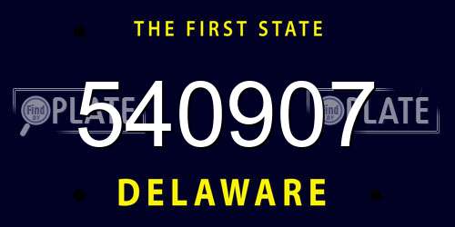 540907 Delaware License Plate