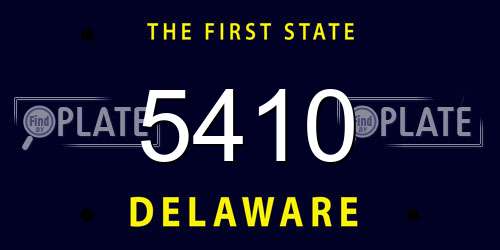 5410 Delaware License Plate