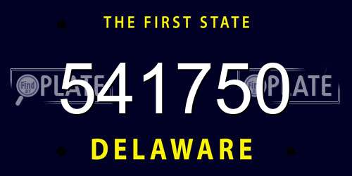 541750 Delaware License Plate