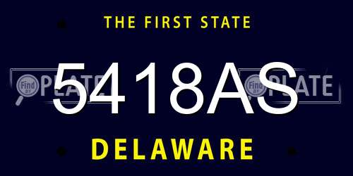 5418AS Delaware License Plate