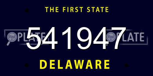 541947 Delaware License Plate