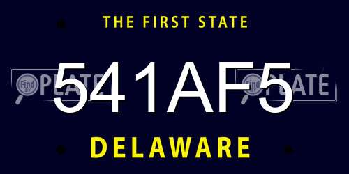 541AF5 Delaware License Plate