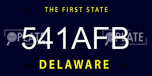 541AFB Delaware License Plate