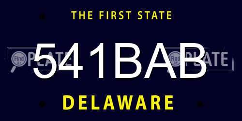 541BAB Delaware License Plate