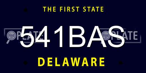 541BAS Delaware License Plate
