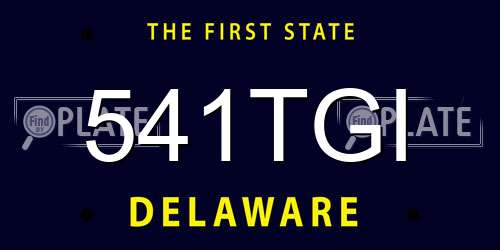 541TGI Delaware License Plate