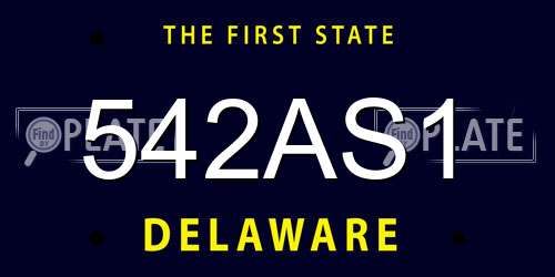 542AS1 Delaware License Plate