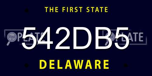 542DB5 Delaware License Plate