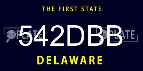 542DBB Delaware License Plate