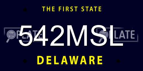 542MSL Delaware License Plate