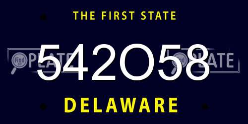 542O58 Delaware License Plate