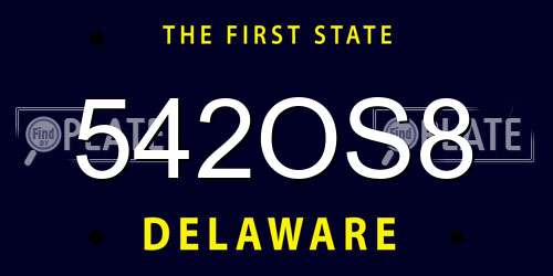542OS8 Delaware License Plate