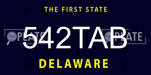 542TAB Delaware License Plate