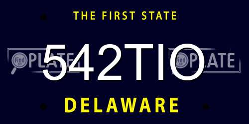 542TIO Delaware License Plate