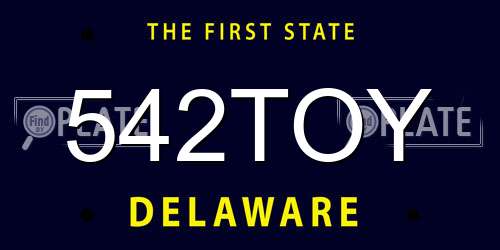 542TOY Delaware License Plate
