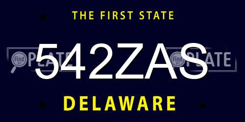 542ZAS Delaware License Plate