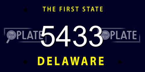 5433 Delaware License Plate