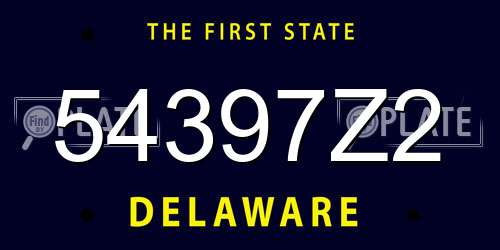 54397Z2 Delaware License Plate