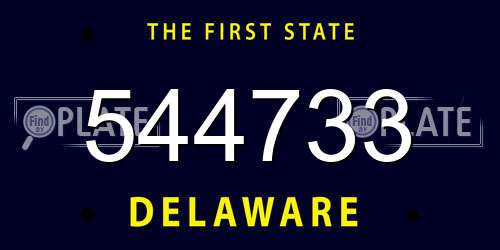 544733 Delaware License Plate